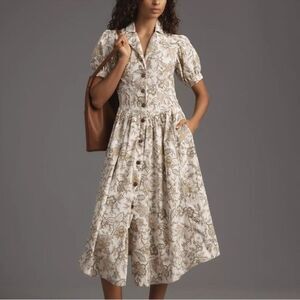 NWT Pilcro Short-Sleeve Denim Midi Shirt Dress Size 0